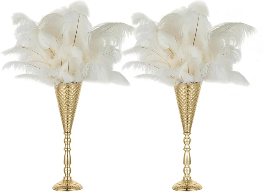 Duo de vases trompette dorés, 42,9 cm, mariage