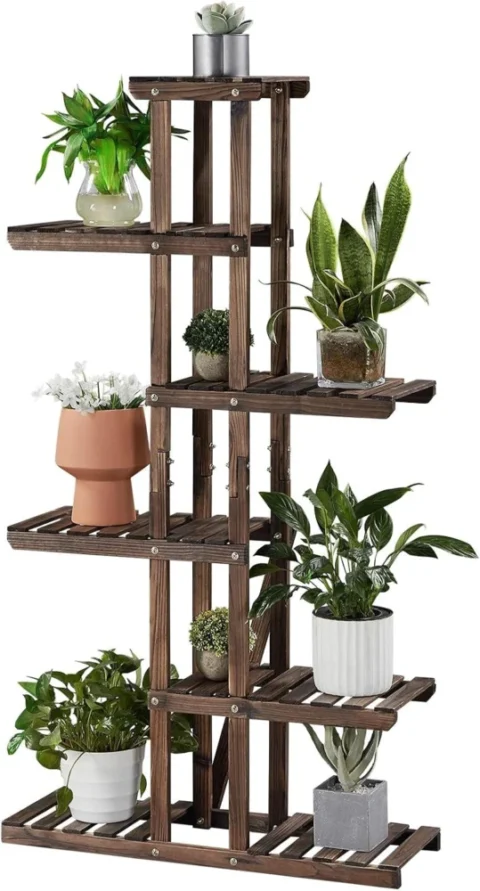 Étagère à fleurs 6 niveaux en bois de sapin, 140 cm
