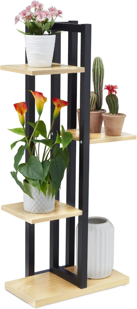 Étagère à plantes en métal, 4 niveaux