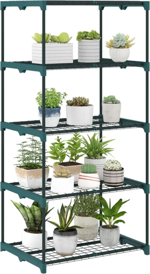 Étagère à plantes extérieure en métal, 5 niveaux