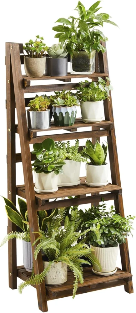 Étagère à plantes pliante en bois, 4 niveaux