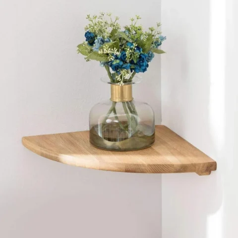 Étagère d’angle en chêne massif, style vintage, 18 cm