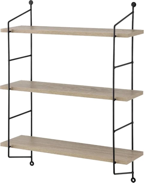 Étagère murale 3 niveaux aspect bois, style industriel