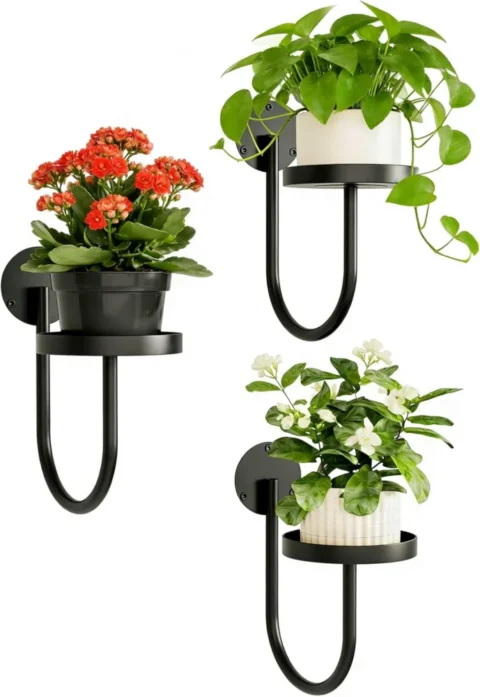 Étagère murale en métal noir, design en U, moderne