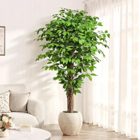 Ficus artificiel 180 cm, troncs en bois naturel