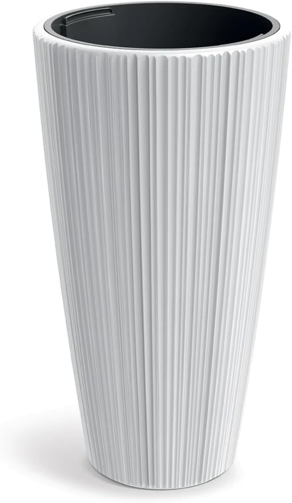 Grand cache-pot blanc avec insert amovible, 73 cm