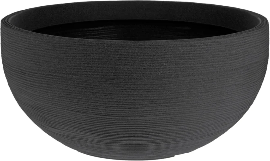Grand pot bas et large anthracite, 58 cm, sans trou
