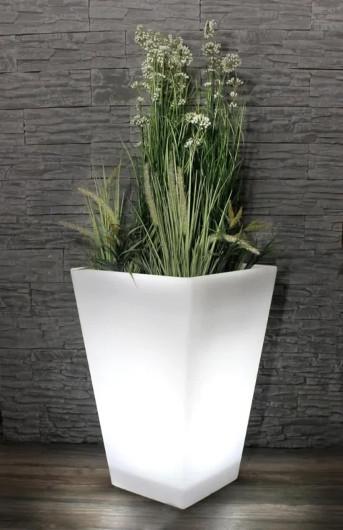 Grand pot de fleurs LED RVB rectangulaire, 69,5 cm