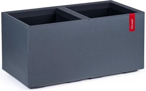 Grand pot de fleurs sur roulettes aspect béton 80 cm