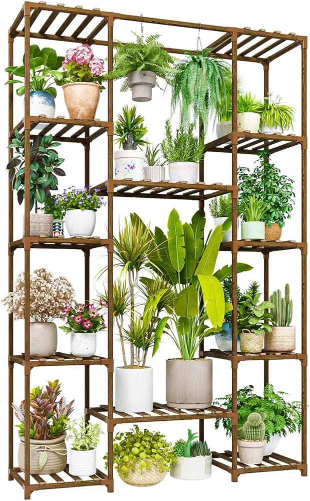 Grand support à plantes en bois, 158 cm, 7 niveaux