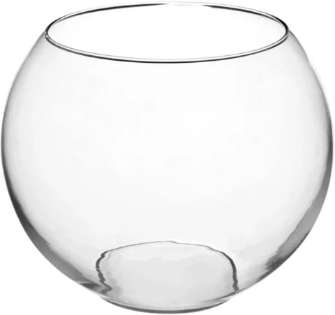 Grand vase boule en verre transparent, 25 cm