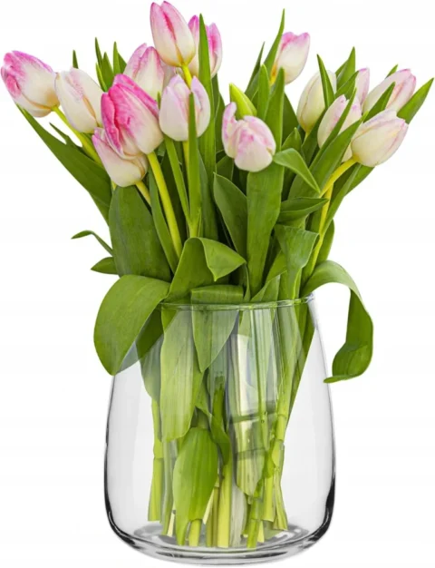 Grand vase calice en verre transparent, 22,7 cm
