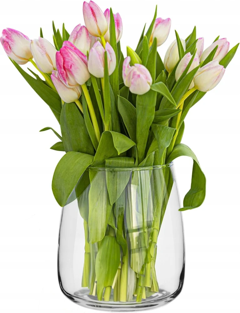 Grand vase calice en verre transparent, 22,7 cm