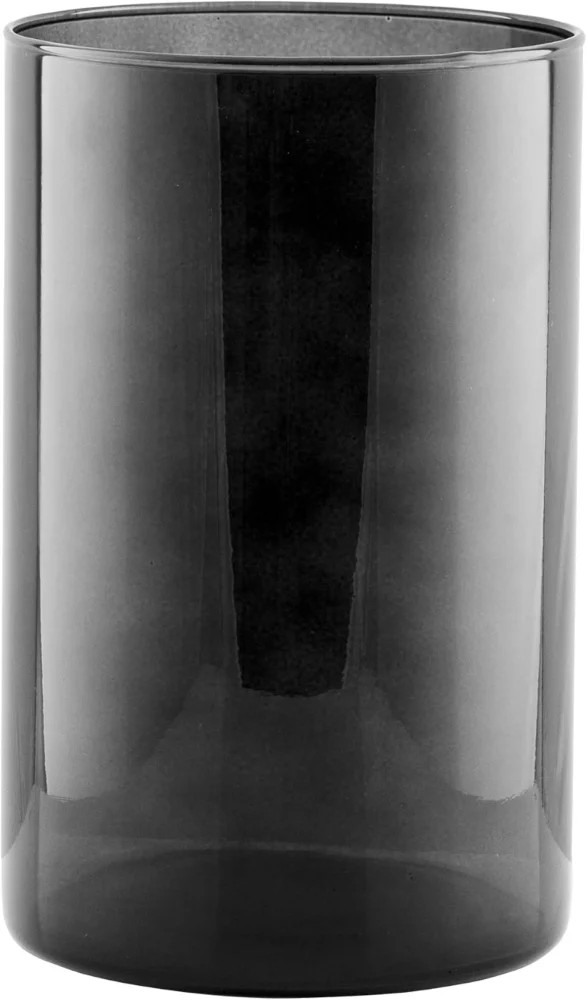 Grand vase cylindrique en verre fumé graphite