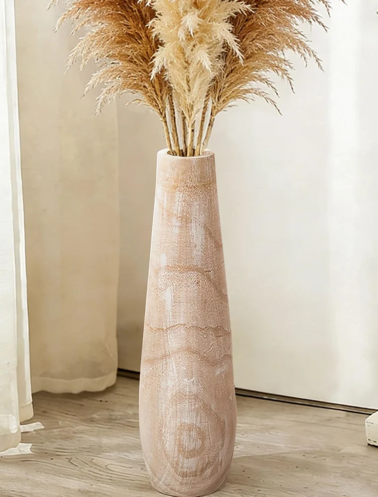 Grand vase de sol en bois de paulownia, 56 cm
