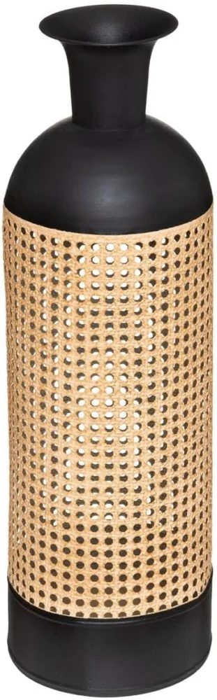 Grand vase en métal cannelé noir, 60,5 cm