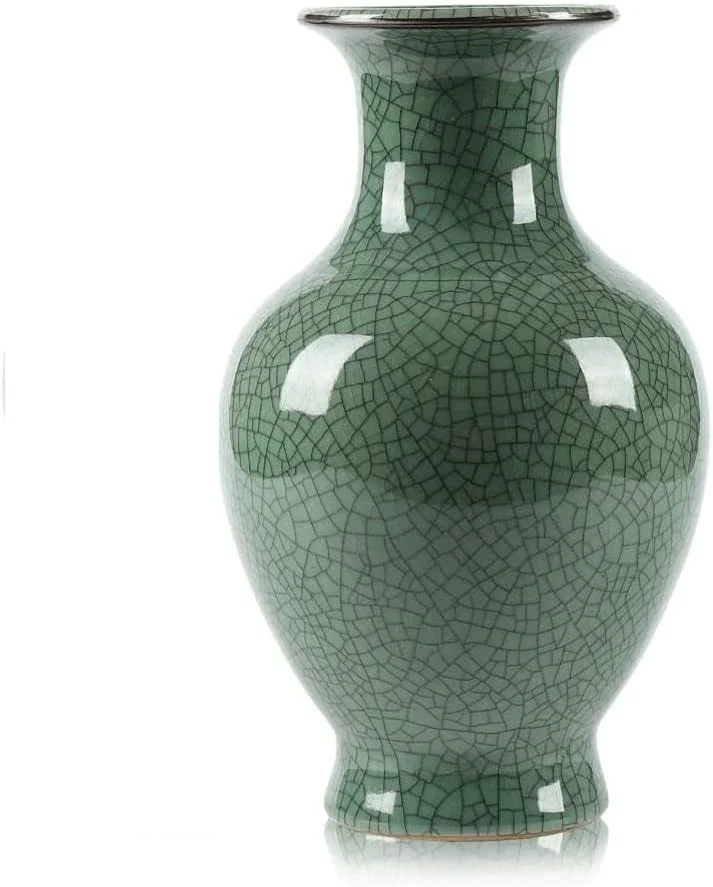 Grand vase en porcelaine verte fait à la main, 28,5 cm