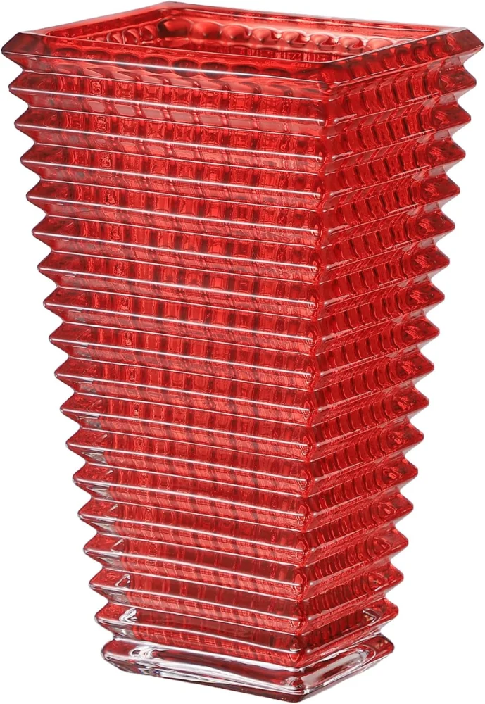 Grand vase en verre cristal rouge, 28 cm de haut