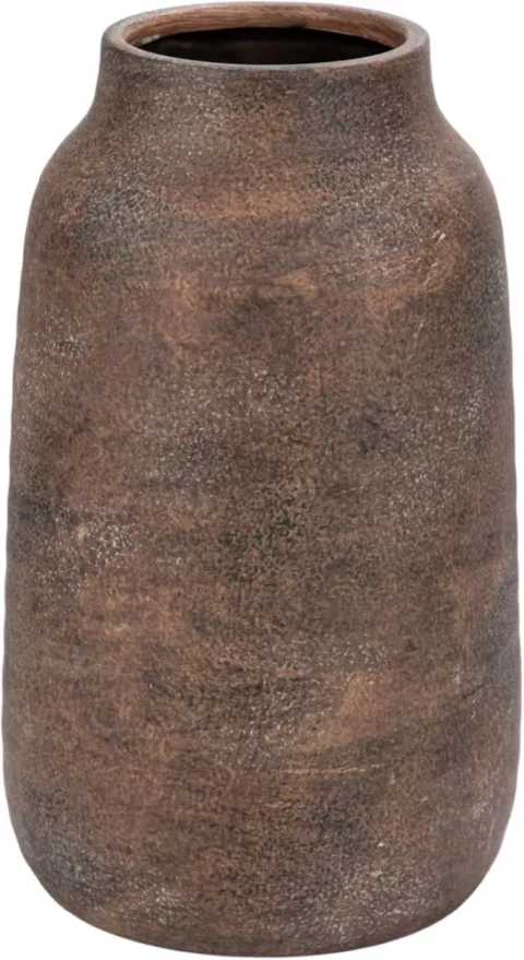 Grand vase rustique en céramique marron, 28 cm