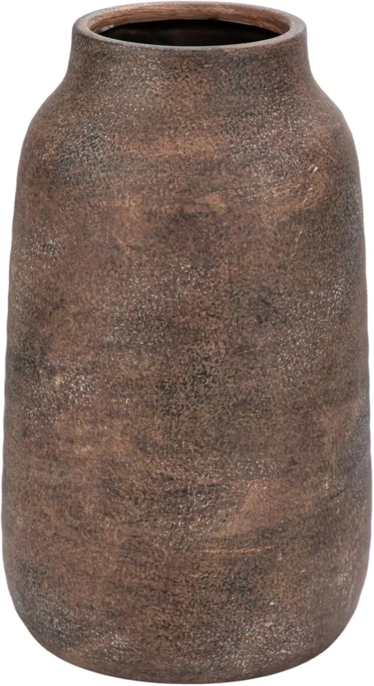 Grand vase rustique en céramique marron, 28 cm