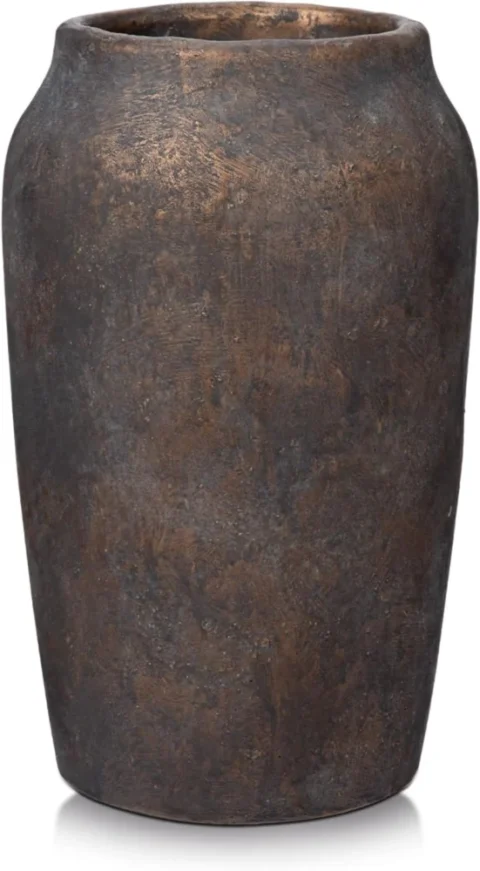 Grand vase vintage en ciment marron, 23 cm