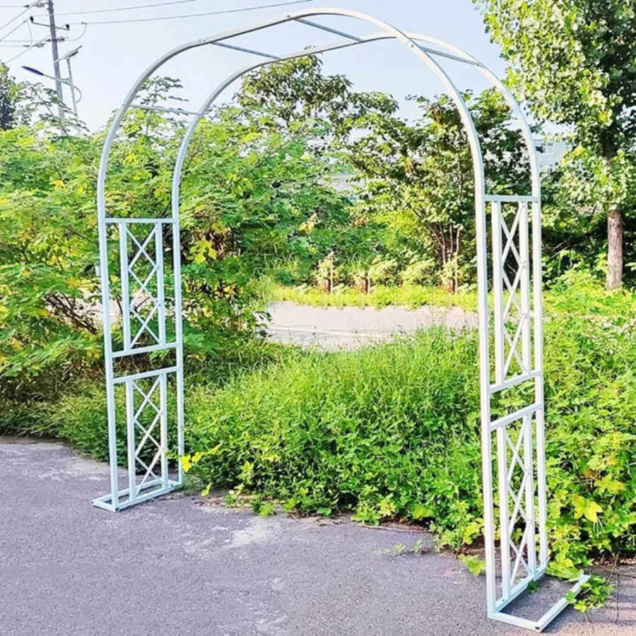 Grande arche de jardin en métal blanc, 300 cm