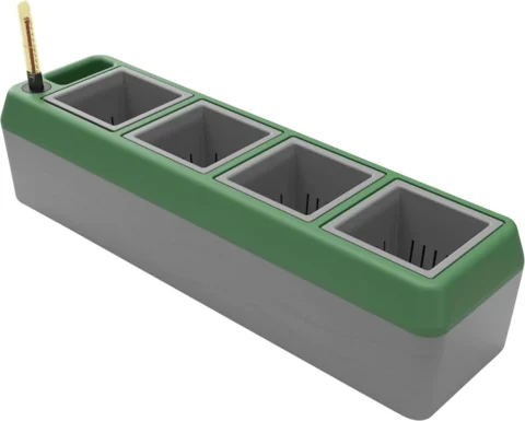 Jardinière auto-arrosante à 4 pots, gris et vert