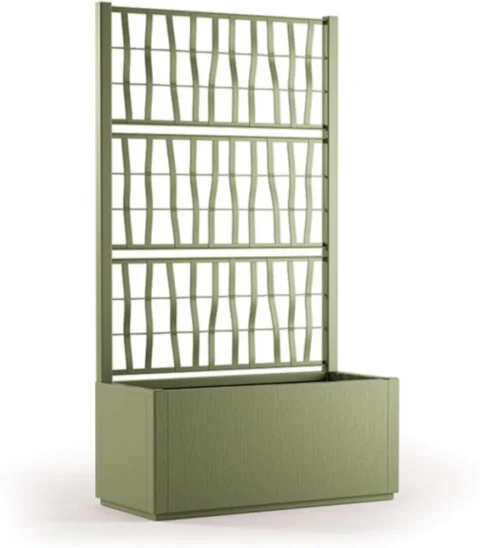 Jardinière avec treillis en plastique recyclé, 140 cm, vert