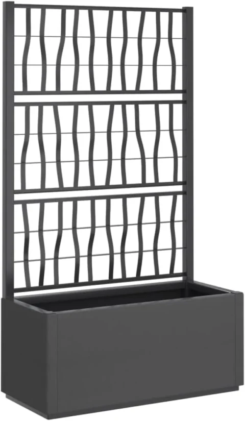 Jardinière avec treillis en polypropylène, 140 cm, gris