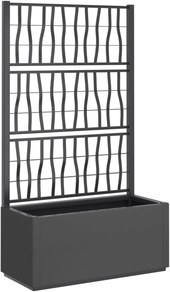 Jardinière avec treillis en polypropylène, 140 cm, gris