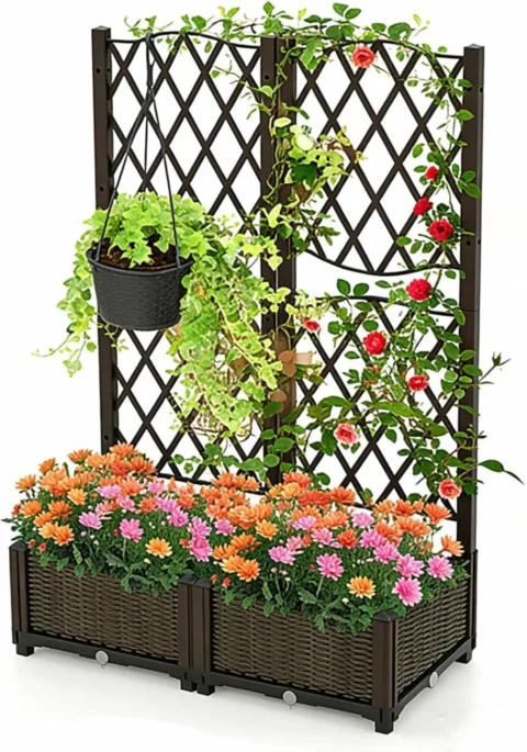Jardinière avec treillis pour grimpantes 80 x 40 cm