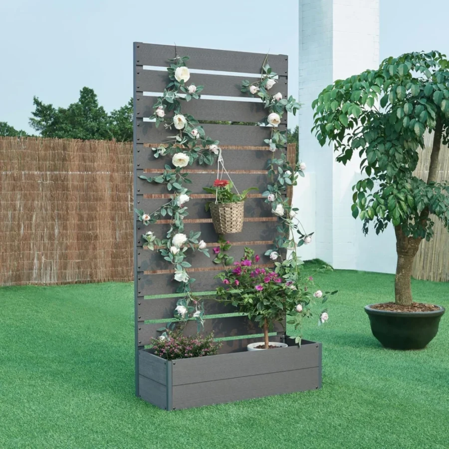 Jardinière brise-vue en composite bois, 180 cm