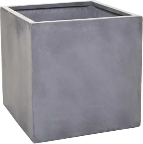 Jardinière carrée en fibre de verre gris béton 45 cm