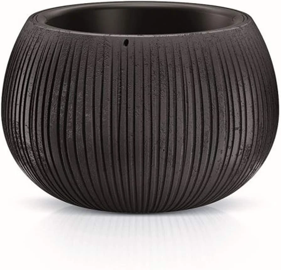 Jardinière effet béton noir 2 en 1, avec insert