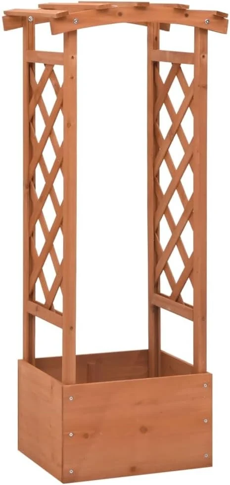 Jardinière en bois avec arche à treillis