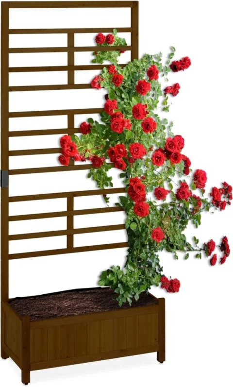 Jardinière en bois avec treillis brise-vue 171 cm