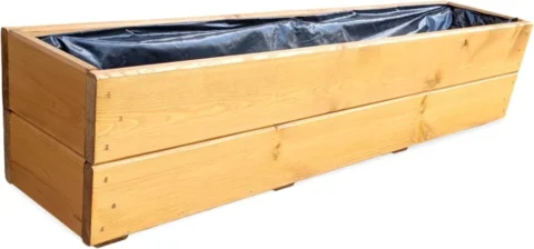 Jardinière en bois teinte chêne, entièrement assemblée, 90 cm
