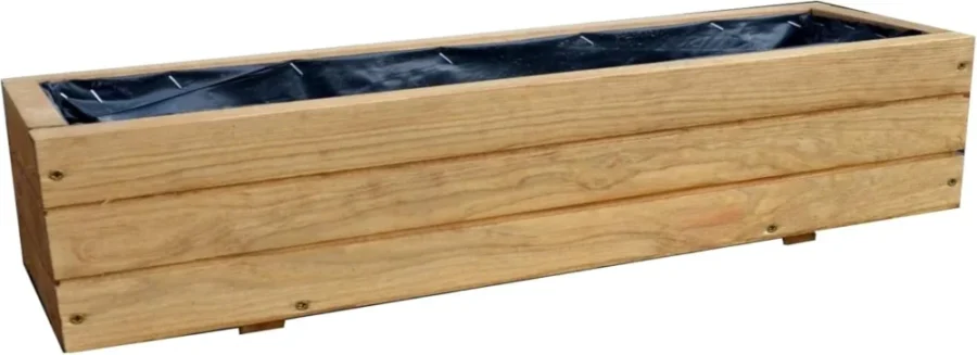 Jardinière en bois teinte chêne, entièrement montée, 90 cm