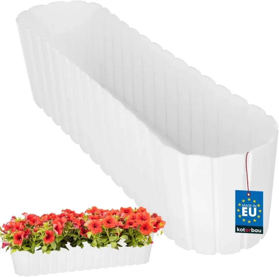 Jardinière extérieure blanche en plastique, 60 cm