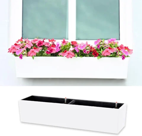 Jardinière murale blanche auto-arrosante, 101,6 cm
