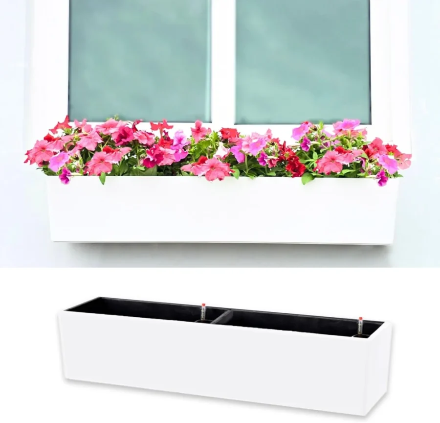 Jardinière murale blanche auto-arrosante, 101,6 cm