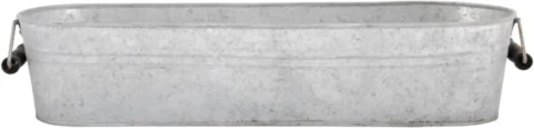 Jardinière ovale en zinc vieilli avec poignées bois 59 cm