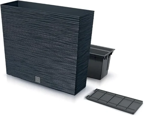Jardinière rectangulaire anthracite avec insert 58 cm