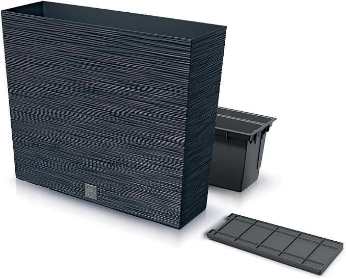 Jardinière rectangulaire anthracite avec insert 58 cm
