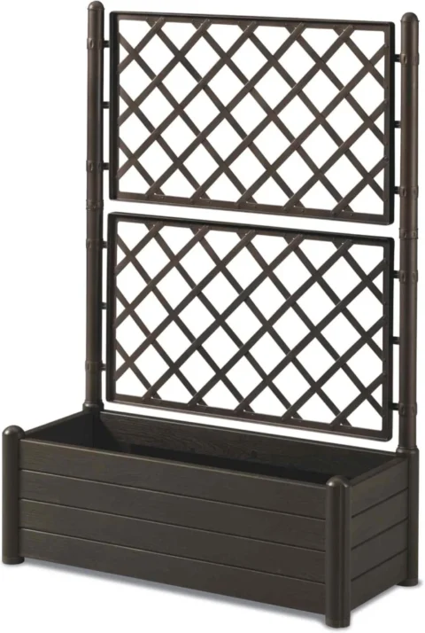 Jardinière rectangulaire avec treillis, 142 cm, marron
