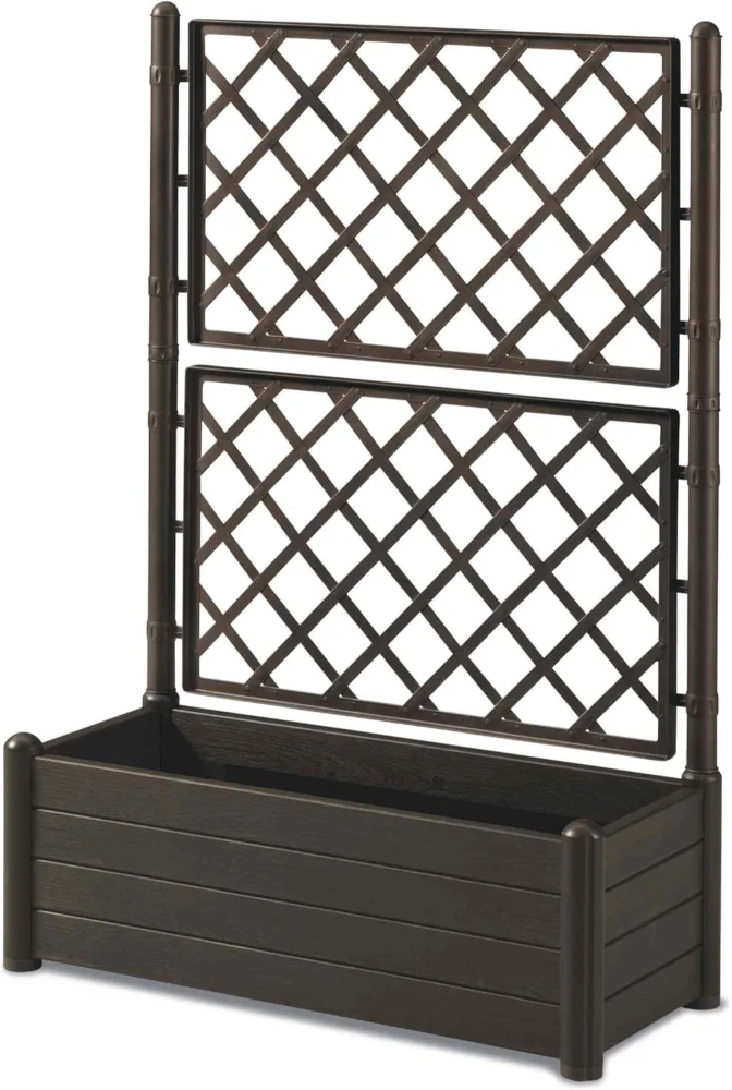 Jardinière rectangulaire avec treillis, 142 cm, marron