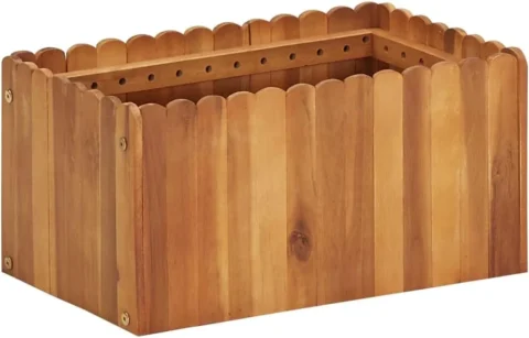 Jardinière rectangulaire en bois d’acacia, 50 cm