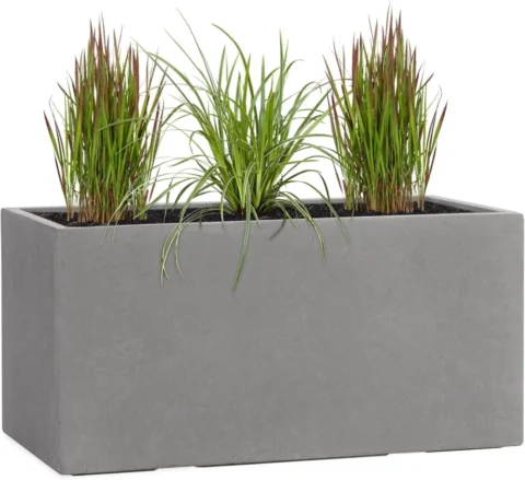 Jardinière rectangulaire en fibre de verre, gris, 60 cm