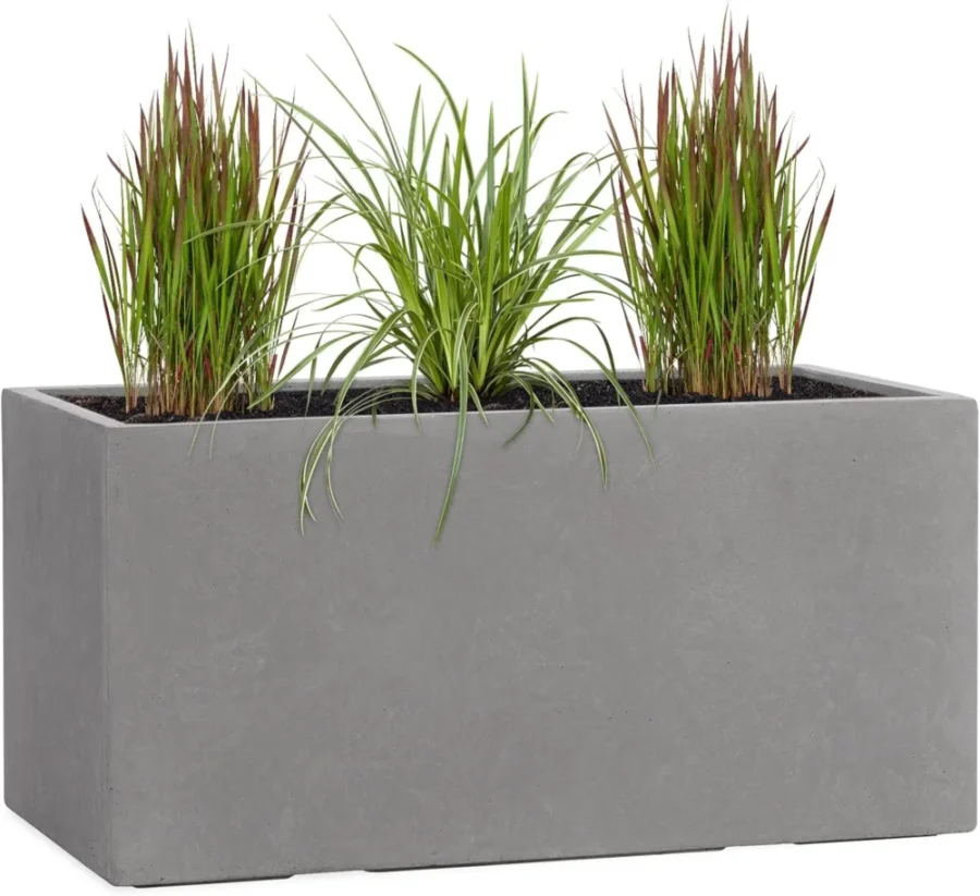 Jardinière rectangulaire en fibre de verre, gris, 60 cm