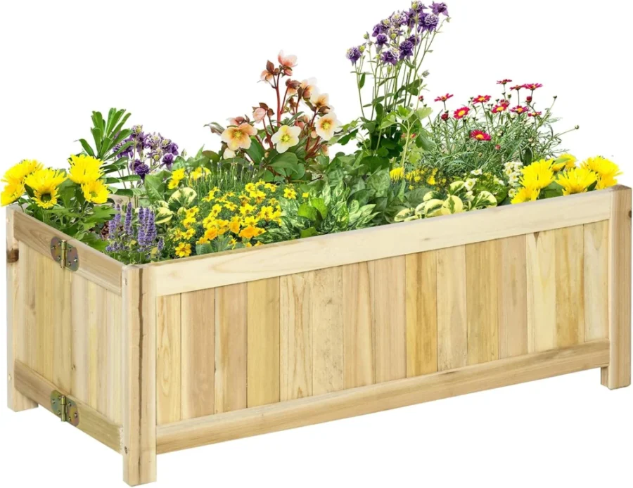 Jardinière sur pied pliable en bois, 70 cm, naturel